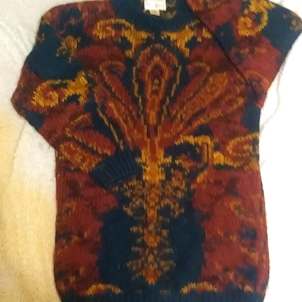 Long handknit sweater very warm and cozy warm autumn tones